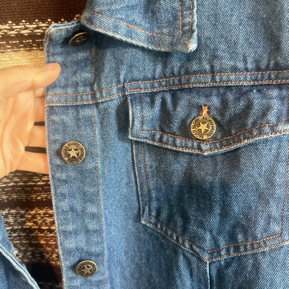 Faded Glory Womens 18W 20W Jean Jacket Vtg 90s Denim Sweater Southwestern Aztec - Picture 3 of 7
